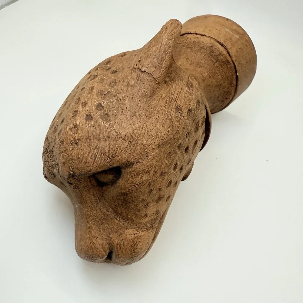 Wooden Carved Leopard Jaguar Figurine Head Marked ADR Bath/ Hand Towel Holder??